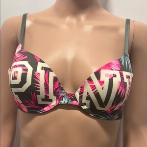 PINK Victoria's Secret Tropical Print Bra - Pink and Black